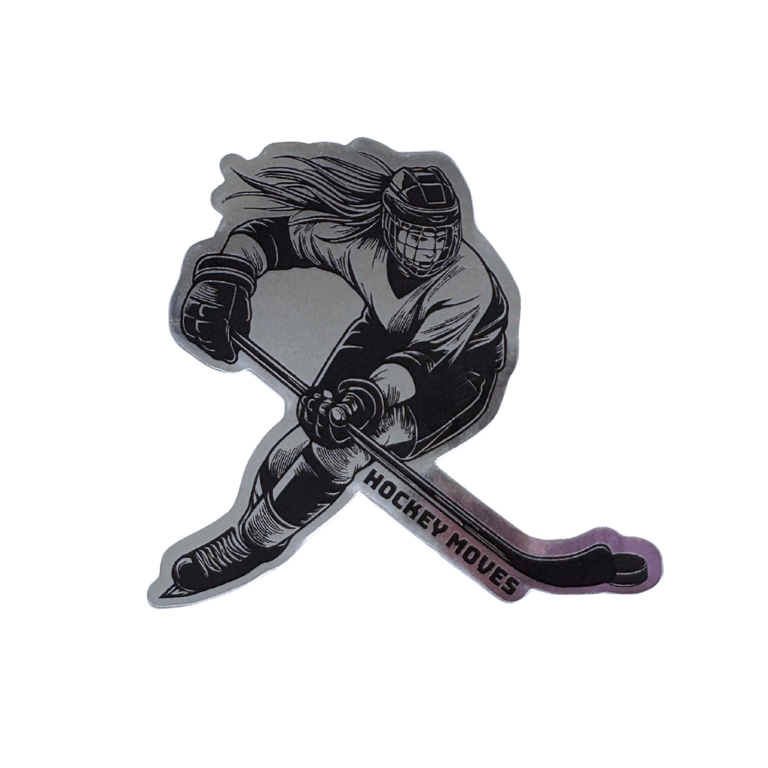 Metallic Hockey Player Sticker - Hockey Moves