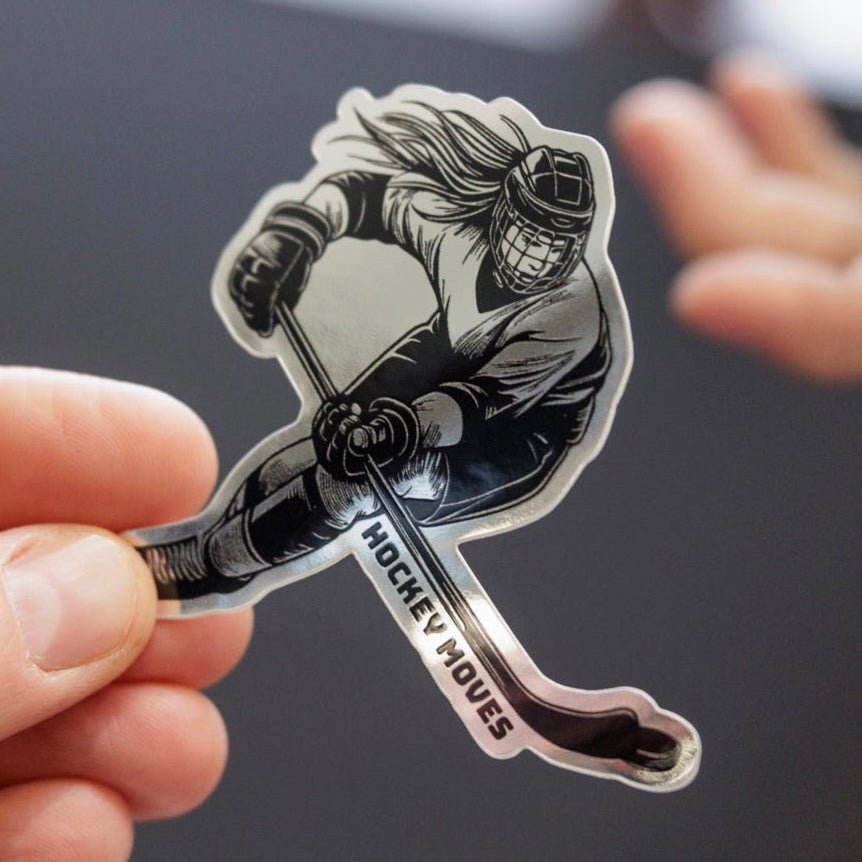Metallic Hockey Player Sticker - Hockey Moves