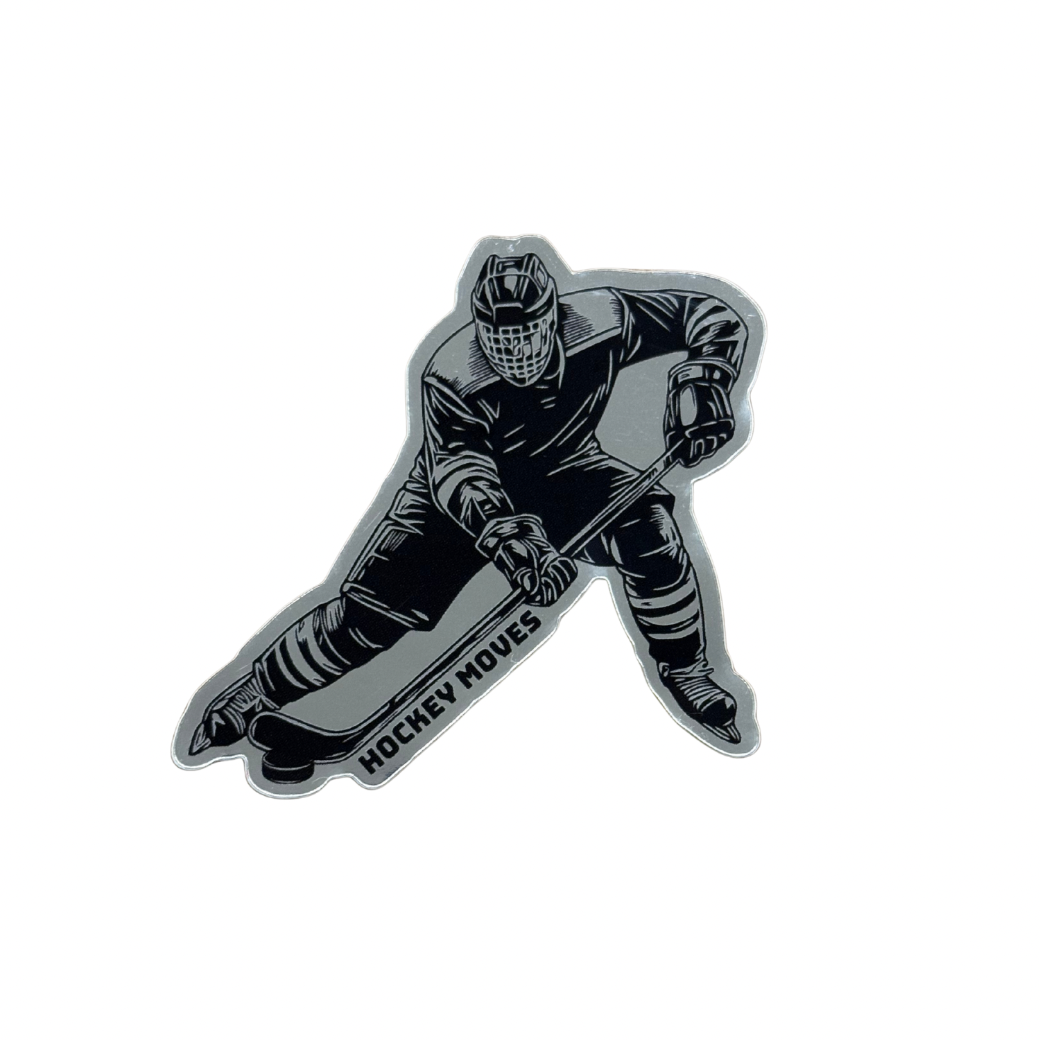 Metallic Hockey Player Sticker